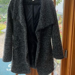 Long knit lined grey overcoat